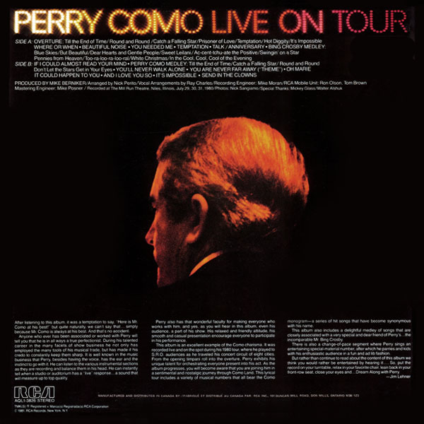 Perry Como Live On Tour ~ 1980